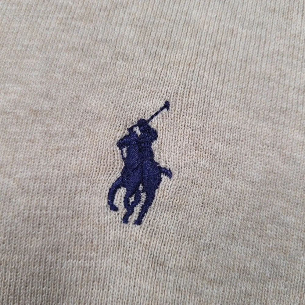 Polo Ralph Lauren Mens Pima Cotton V-Neck Sweater Beige Large Heather Classic